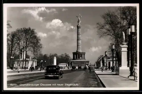 AK Berlin-Tiergarten, Charlottenburger Chaussee, neue Siegessäule