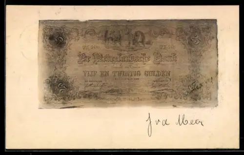 AK Niederlande, Geldschein über fünfundzwanzig Gulden