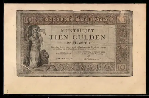 AK Niederlande, Geldschein über zehn Gulden