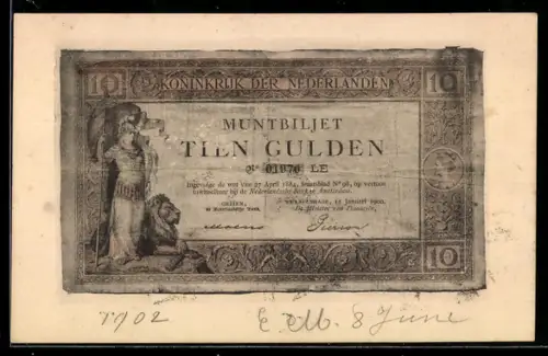 AK Niederlande, Geldschein über zehn Gulden