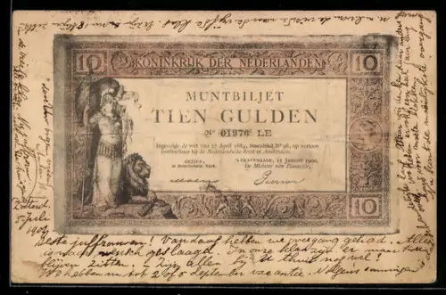 AK Niederlande, Geldschein über zehn Gulden