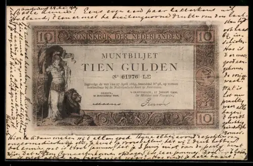 AK Niederlande, Geldschein über zehn Gulden