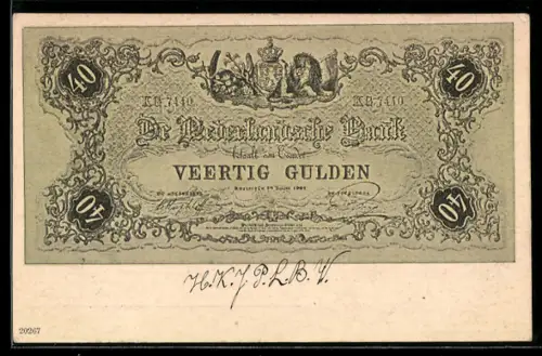 AK De Nederlandsche Bank betaalt aan Toonder..., 40 Gulden-Banknote