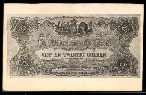 AK Niederlande, Geldschein über fünfundzwanzig Gulden