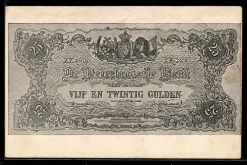 AK Geldschein 25 Gulden, Nederlandsche Bank
