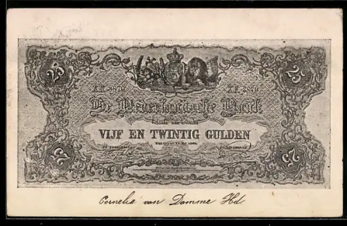 AK Niederlande, Geldschein über fünfundzwanzig Gulden