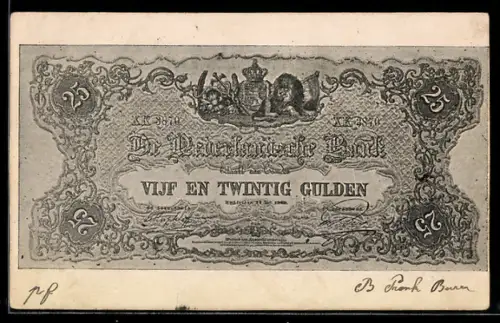 AK Niederlande, Geldschein über fünfundzwanzig Gulden