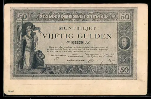 AK Niederlande, Banknote über fünfzig Gulden