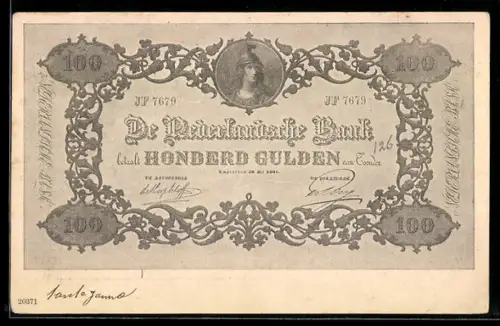 AK Niederlande, Geldschein über einhundert Gulden