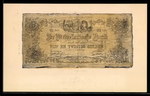 AK Niederlande, Geldschein über fünfundzwanzig Gulden