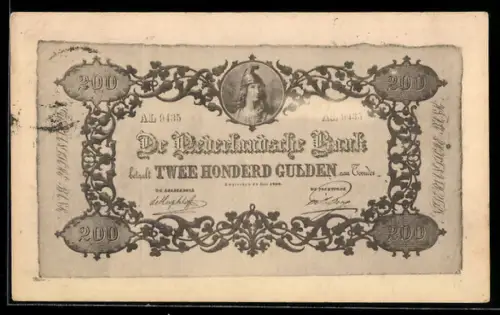 AK Niederlande, Geldschein über zweihundert Gulden