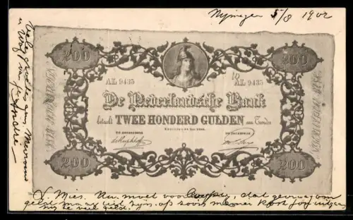 AK Niederlande, Geldschein über zweihundert Gulden