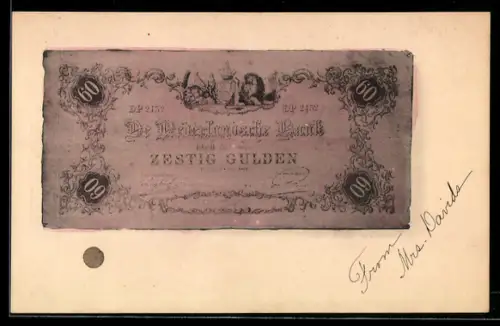 AK Niederlande, Geldschein über sechzig Gulden