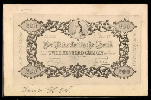 AK Niederlande, Geldschein über zweihundert Gulden