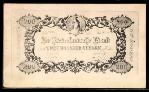 AK De Nederlandsche Bank betaalt Honderd Gulden..., Geldschein, Ornamente