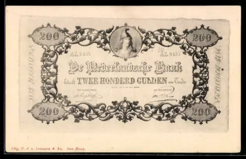 AK De Nederlandsche Bank betaalt Honderd Gulden..., Geldschein, Ornamente