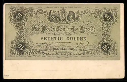 AK Niederlande, Geldschein über vierzig Gulden