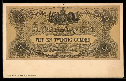 AK Niederlande, Geldschein über zwanzig Gulden