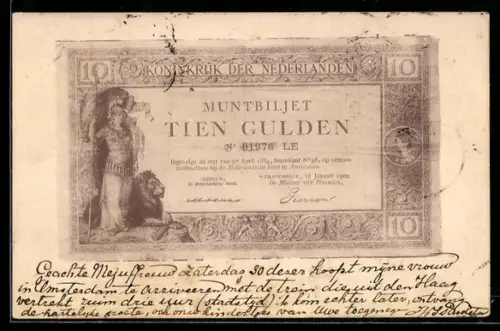 AK Niederlande, Geldschein über zehn Gulden