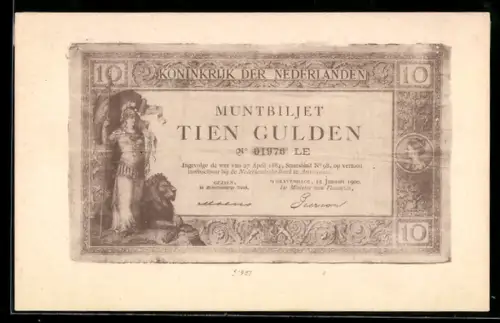 AK Niederlande, Geldschein über zehn Gulden