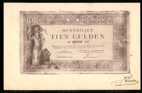 AK Niederlande, Geldschein über zehn Gulden