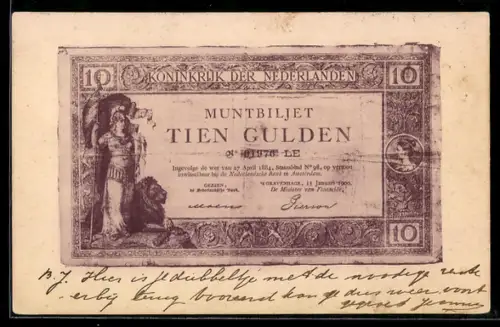 AK Niederlande, Geldschein über zehn Gulden