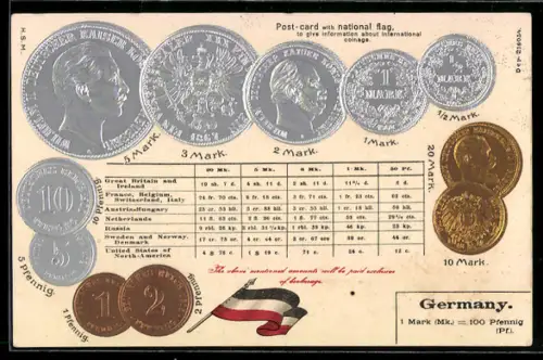 Foto-AK Münzen von Deutschland, Mark