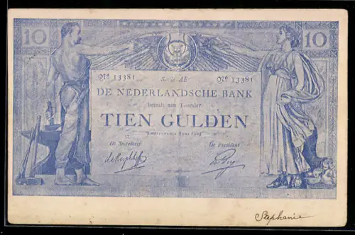 AK Niederlande, Geldschein über zehn Gulden