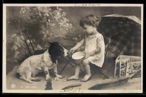AK Kleines Kind mit einem Jagdhund