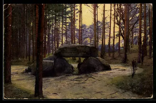 Künstler-AK Photochromie Nr. 2485: Hünengrab im Wald