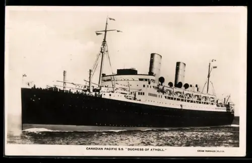 AK Passagierschiff S.S. Duchess of Atholl der Canadian Pacific Line in Fahrt