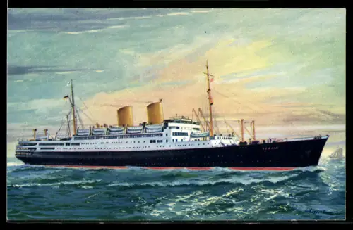 AK Passagierschiff M.S. Berlin vom Norddeutschen Lloyd Bremen auf hoher See