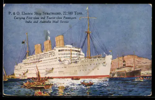 AK Passagierschiff Strathaird der P. & O. Line auf Reede liegend
