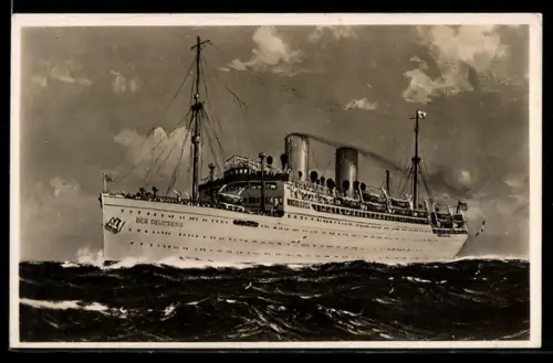 AK Passagierschiff Der Deutsche in Fahrt auf hoher See