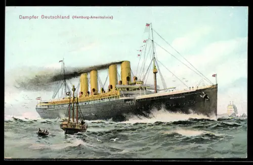 AK Passagierschiff Deutschland der Hamburg-Amerika Linie in voller Fahrt