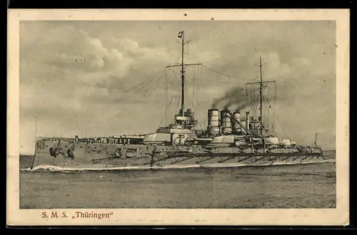 AK Linienschiff S.M.S. Thüringen in Fahrt, Kriegsschiff