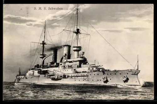 AK Linienschiff S.M.S. Schwaben in Fahrt, Kriegsschiff