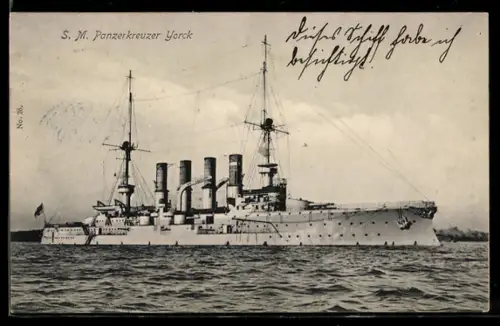AK Panzerkreuzer S.M.S. Yorck vor Einfahrt in den Hafen, Kriegsschiff