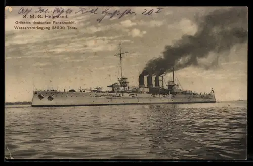 AK Linienschiff S.M.S. Helgoland unter Dampf, Kriegsschiff
