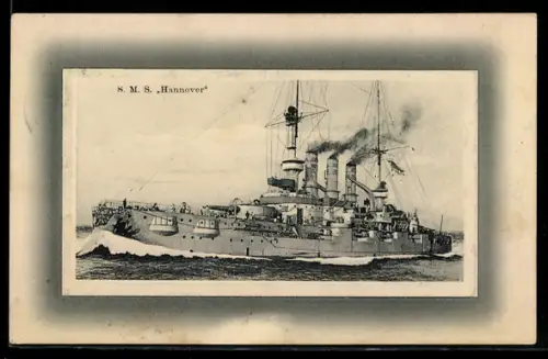 AK Linienschiff S.M.S. Hannover in Fahrt, Kriegsschiff