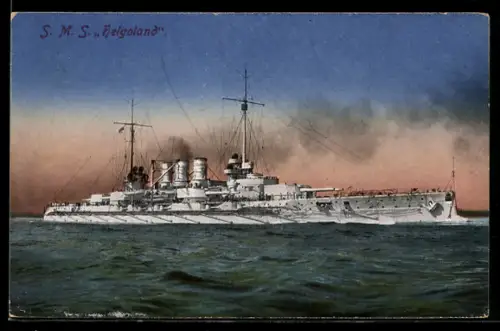 AK Linienschiff S.M.S. Helgoland auf See, Kriegsschiff