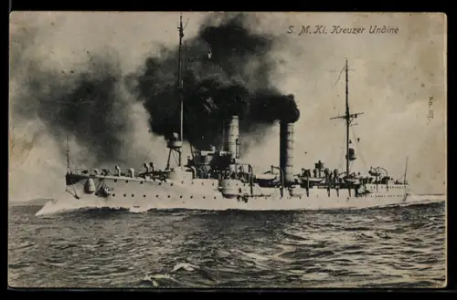 AK Kleiner Kreuzer S.M.S. Undine in voller Fahrt, Kriegsschiff