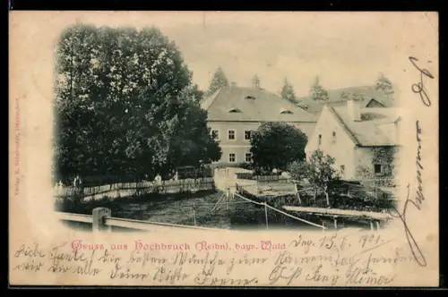 AK Hochbruck /Bayer. Wald, Ortsansicht mit Wohnhäusern und Garten