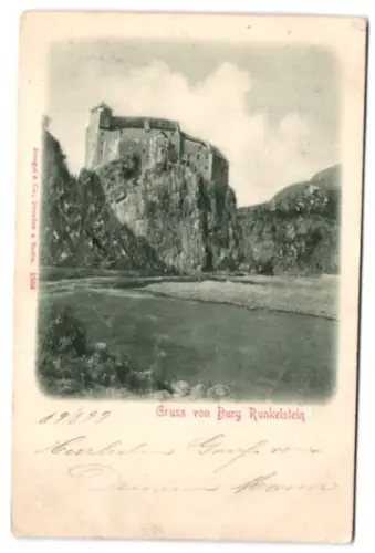 Relief-AK Runkelstein, Burg Runkelstein mit Felsen-Panorama