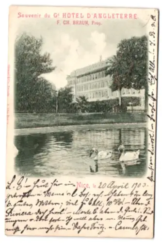 Relief-AK Nice, Gd. Hotel Angleterre F. Ch. Braun, Prop.