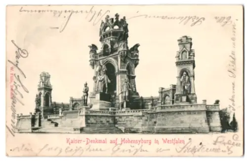 Relief-AK Hohensyburg in Westfalen, Kaiser-Denkmal