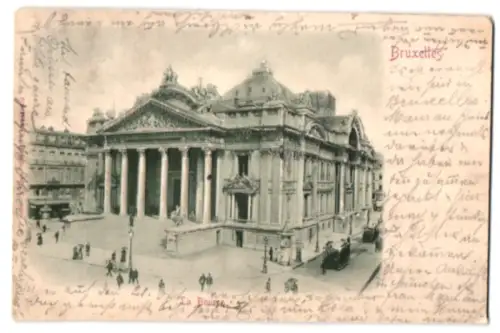 Relief-AK Bruxelles, La Bourse, Strassenbahn