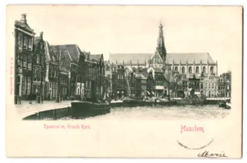 Relief-AK Haarlem, Spaarne en Groote Kerk