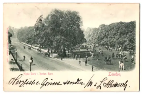 Relief-AK London, Hyde Park, Rotten Row