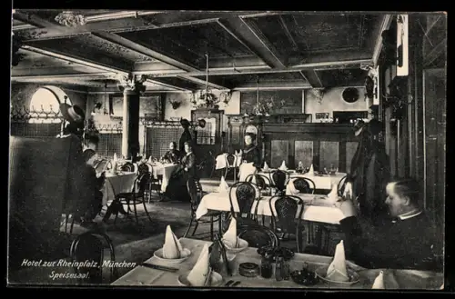 AK München, Hotel zur Rheinpfalz, Speisesaal, Innenansicht
